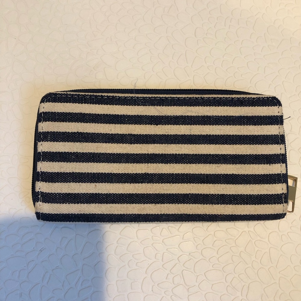 Blue and white striped wallet